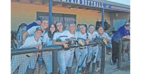 The Lumpkin County High School softball team gets ready to take the field.
