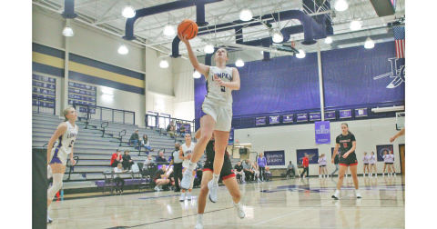 EK Reece lays up a shot during the Lumpkin Couhnty girls team’s impressive outing against Franklin.