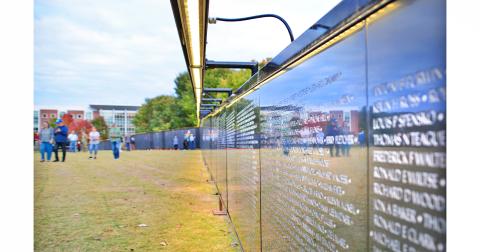 Visitors take in The Wall That Heals during a recent stop in Dahlonega on the campus of the University of North Georgia.