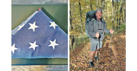 A U.S. flag formerly flown at Dahlonega City Hall will be carried by Zane Phlegar to Millinocket, Maine during his attempt to thru-hike the Appalachian Trail in 2025.