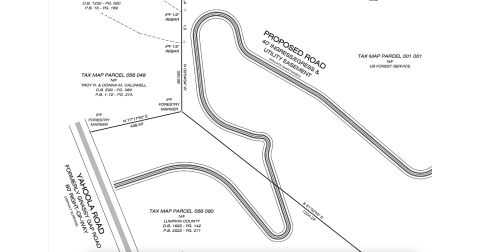 A plat submitted for County approval shows where the new shared easement would enter Fire Station #3 property. Staff indicated in their analysis that the proposed location and use of the easement “will not inhibit or interfere” with use of the station.
