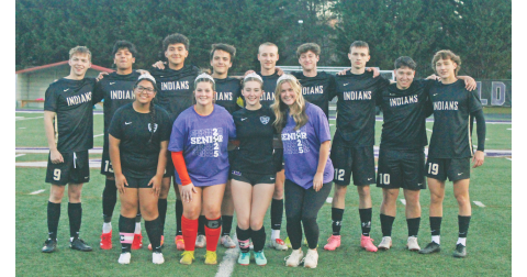 The boys and girls soccer teams shinned a spotlight on the 13 seniors that competed for Lumpkin this season.