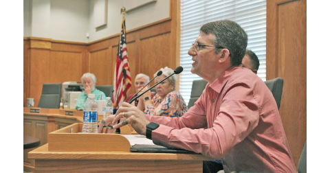 Dahlonega Planning Commission member Noah Steinberg asks about a plan for up to 88 apartment units fronting on Torrington Drive and Hamp Mill Road.