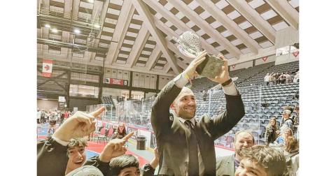 Josh Ghobadpoor celebrates a State Championship alongside his former Gilmer County team.