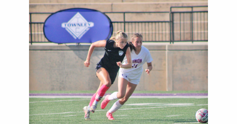 Lumpkin County’s Kaitlyn Johnson charges downfield to score the record-breaking goal.