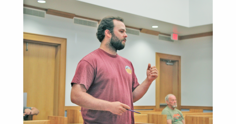 Iron Mountain Resort representative Hunter Stansberry clarifies his company’s obligations under the 2019 Special Land Use Agreement with the County.