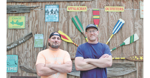 Iraq War veterans Zac Chamblee (left) and Andrew Goldsmith reunited in Dahlonega before Goldsmith, a California native, embarked on a 220-mile, state-spanning trek.