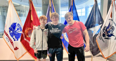 Jude Goss (All-American in the 88-pound weight class), Nathan Nielsen and Xander Nielsen represented Lumpkin County at the recent Fargo Nationals.