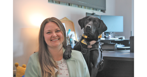 UNG Campus Victim Advocate Courtney Hause noted that her working dog, Mavis, pays rapt attention to visitors, as if the K-9 can almost understand what they are discussing. “She just chills. It’s like she’s in the meeting with us,” Hause said. “She’s tuned in.”