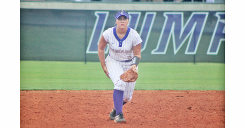 Aubrey Woodson prepares to track down a ground ball for the Lady Indians.