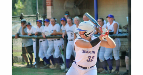 Lumpkin County’s Ava Estes lines up a hit during a matchup last week.