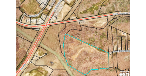 An image from qPublic.net shows the location of a possible townhome development off of Brandy Mountain Road. As of press time, the Board of Commissioners was set to consider a Character Area Map Amendment Request by the developer on Tuesday night.