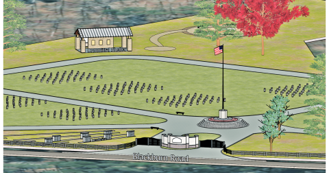 A new 3D model of the planned Veterans Memorial Cemetery depicts an entrance off of Blackburn Road.