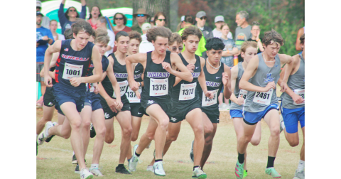 The Lumpkin County High School boys cross country team sprints into their State Championship race.