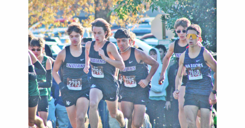 Lumpkin runners, from left, Evan Good, Witt Windham and Paulo Ramirez sprint into last week’s Sectionals race.