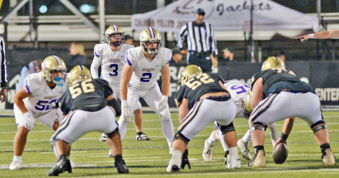 Brothers: No. 2 Mike Nichols (senior) and No. 3 Luke Nichols (freshman) back up the defensive line against Calhoun.