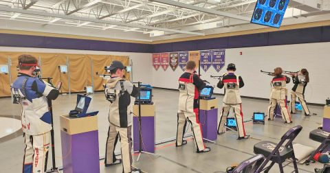 The Lumpkin rifle team scopes out their targets at their meet against North Forsyth. 