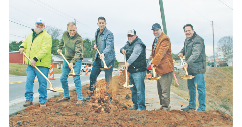 Pictured last Wednesday at the groundbreaking ceremony for the North Grove Sidewalk Phase II project are (from left) Capital Projects Manager Vince Hunsinger, City Engineer Mark Buchanan, City Councilman Dan Brown, City Councilman Tony Owens, Dahlonega Mayor Sam Norton and City Councilman Lance Bagley.