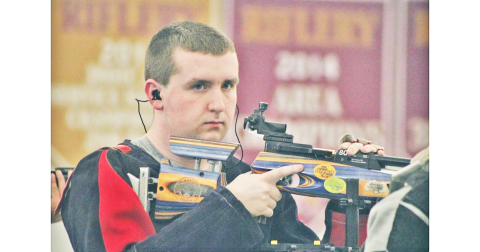 Lumpkin senior Joey Dechant calms his nerves before taking a shot.
