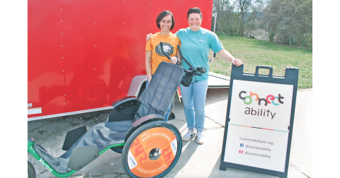 ConnectAbility board member Sarah Snyder (left) and Director of Innovation & Operations Jessica “Bird” Brown are ready for a brand new season of Race for a Reason. The program provides custom equipment and group transportation as needed, and is looking for volunteers and participants of all ability levels.