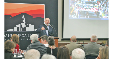 Dahlonega Mayor Sam Norton addressed a packed crowd during the annual State of the City and County on March 19. Norton cited housing and parking as the top challenges facing the City, while also warning of a shrinking tax base.  Interim Chairman of the Lumpkin County Board of Commissioners Jeff Moran also spoke, giving updates on a number of ongoing road improvement projects.