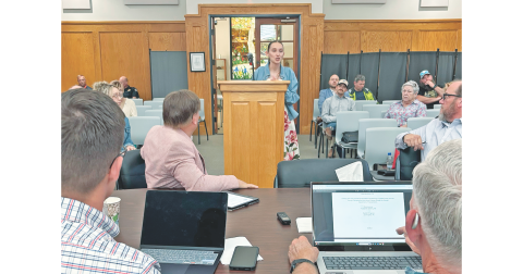 Faith Mihok addresses the Dahlonega City Council as she explains her idea for a praise and worship event that would take place Halloween night in Hancock Park.