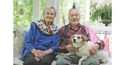 Charles and Robbie Wehunt (pictured with their 10-year-old Beagle mix, Betsy) are celebrating their Platinum Anniversary on April 28.