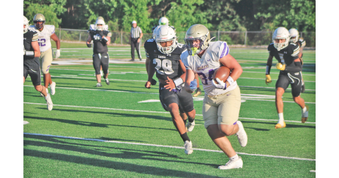 Weston Veater had a standout performance during his first outing as a runningback against East Hall.