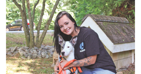 Friends of Lumpkin County Shelter Animals President Savana Borchers spends some quality time with one-year-old shelter dog Honda.