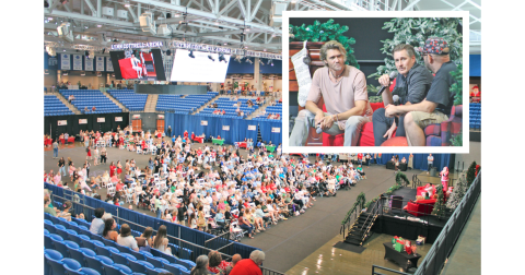 Actors answered audience questions during a celebrity panel discussion inside the UNG Convocation Center during the Christmas in a Small Town convention. Pictured (from left) are Chad Michael Murray and Victor Webster.