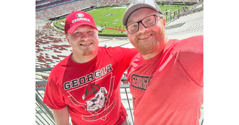 Nugget Staff Writer Eligha Roper (right) and his brother Ryan Roper take in the sights at Sanford Stadium.