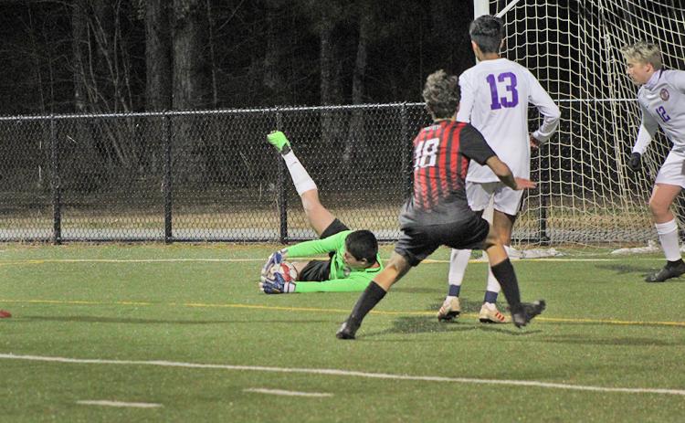 While Jackson County managed to score three goals on the night, Efrain Contreras turned away several more goal-scoring opportunities to give his team a chance.