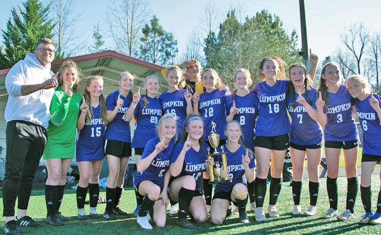 The Lumpkin County Middle School Girls soccer team took home the Mountain League Championship on March 29 with a 1-0 win over Dawson County Middle School.