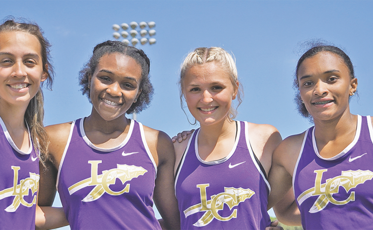 Mercades Houseman, Elizabeth Walker, Kaylee Caldwell and Aniya Persaud of the Lumpkin 4x100 relay team set a school-record 50.84 second finish at Sectionals. The performance also put the 4x100 team in the State Finals for the first time in nearly three decades.