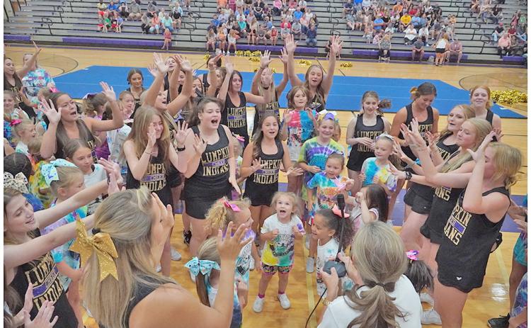 Exuding the spirit of the camp’s namesake, Annah Faith Robinson, the cheerleaders at Annah’s Little Indians Cheer Camp ended the camp by “Going Bananas,” a tradition that has carried on through generations of Lumpkin cheerleaders.