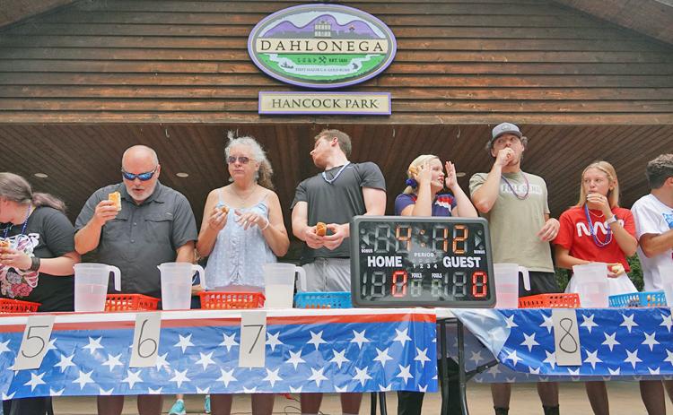 A range of emotions were felt by contestants of Dahlonega’s Hot Dog Eating Contest.