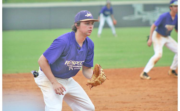 Hunter Cooper awaits the pitch at third base during Lumpkin’s summer game against Union on Tuesday. The rising senior looks to be one of the team’s leaders for next season as Lumpkin prepares to field a fairly young team.