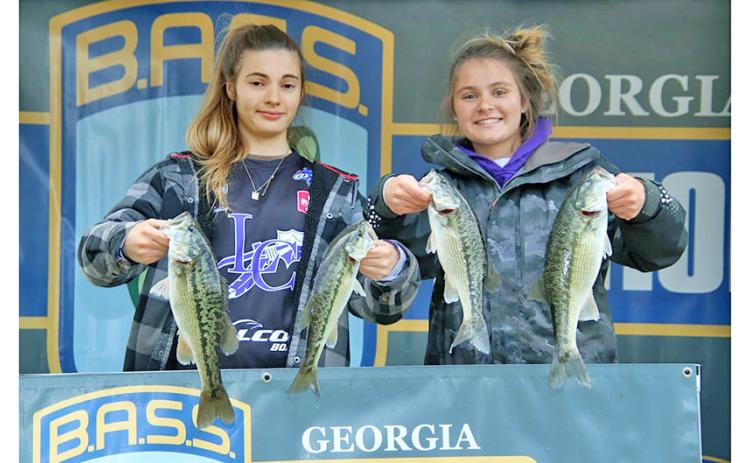 Lumpkin fishers Lyndsey and Audrey Gailey made up one of two Lumpkin teams who qualified for the B.A.S.S. Nation state tournaments on Lake Hartwell this past weekend.