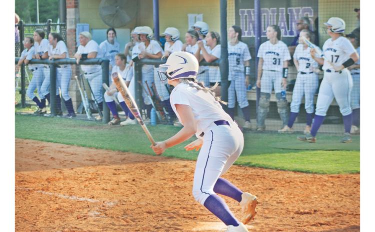 Lumpkin County third baseman Hailey Mincey runs out a hit as the team kicks off its season at home against Madison County last week.