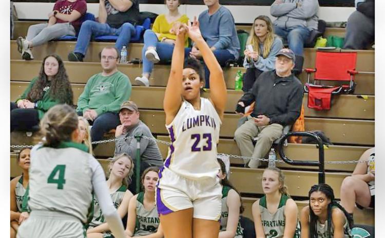 Lumpkin’s Kate Jackson puts up a shot during Lumpkin’s game against Webb as part of the team’s holiday tournament in Greeneville, Tenn. (Photo courtesy of Andrew Johnson Banks Ladies Classic)