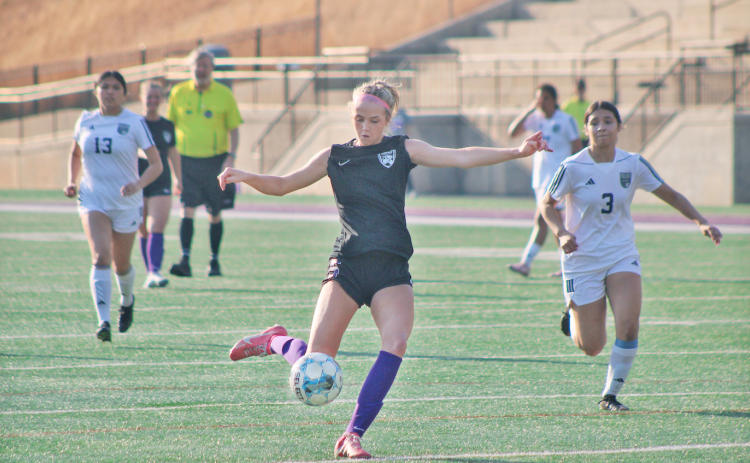 Lumpkin County’s Kaitlyn Johnson sets up a shot against West Hall.