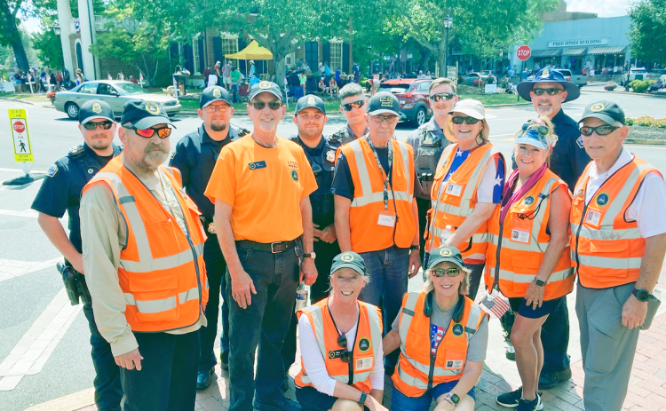 Representatives from the City of Dahlonega Police, Lumpkin County Sheriff’s Office and the Sheriff’s Volunteer Organization helped to manage a large crowd during the recent 4th of July celebration.