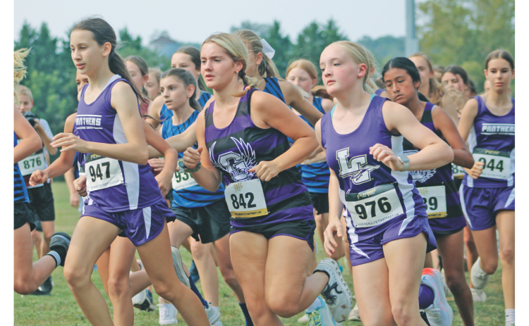 Lumpkin County runner Kiersten Powell fights for a good position during last week’s race in Blue Ridge.