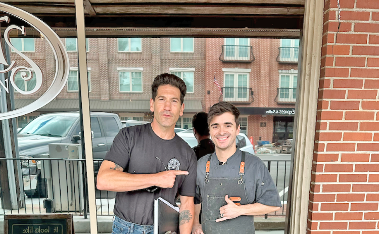 Spirits Tavern cook Adam McAfee gets an enthusiastic endorsement from Jon Bernthal after the actor made a surprise lunch stop at the popular local restaurant last week.