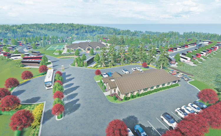 A computer-generated image provided by The Wilbert Group depicts some of the amenities expected to occupy the 110-acre DiVine Village RV resort located on Town Creek Church Road.
