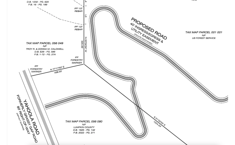 A plat submitted for County approval shows where the new shared easement would enter Fire Station #3 property. Staff indicated in their analysis that the proposed location and use of the easement “will not inhibit or interfere” with use of the station.