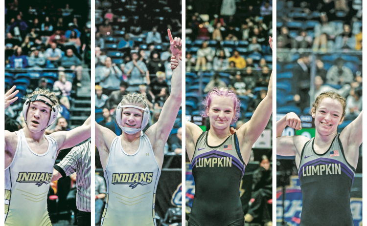 Pictured (left to right): Nathan Nielsen celebrates his third straight Traditional State Championship. Freshman Xander Nielsen earned a Traditional State Championship. Greta Garbuzovas celebrates her third straight State Championship. Nora Garbuzovas celebrates her first State Championship. (Photos courtesy of Amber Cloy Photography)