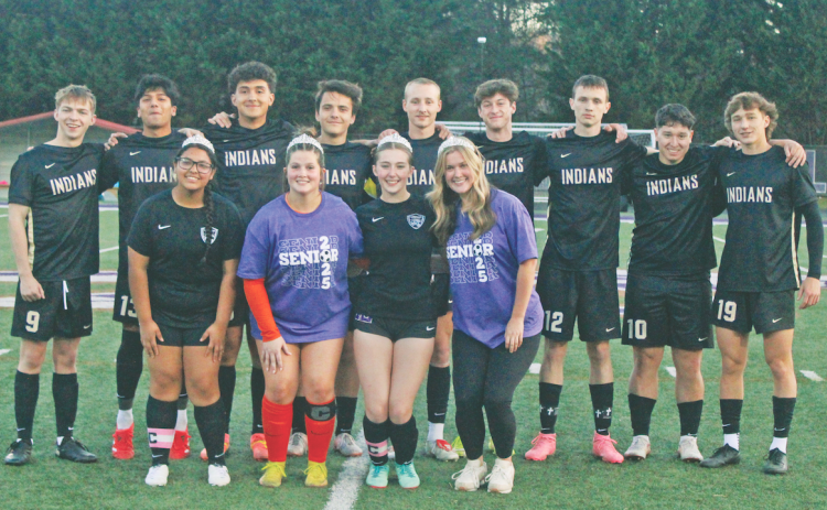 The boys and girls soccer teams shinned a spotlight on the 13 seniors that competed for Lumpkin this season.
