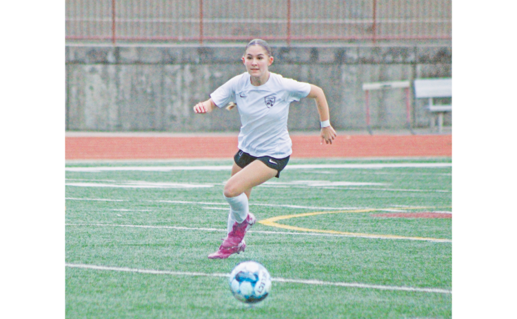 Lumpkin County’s Aubree Brown runs down a ball during a game this season.