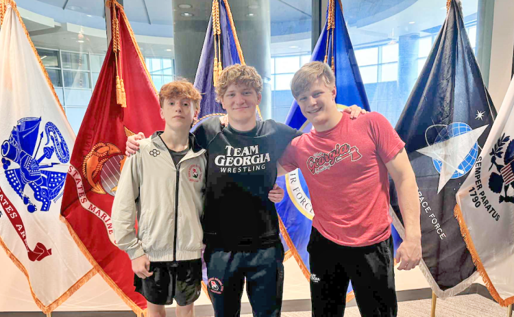Jude Goss (All-American in the 88-pound weight class), Nathan Nielsen and Xander Nielsen represented Lumpkin County at the recent Fargo Nationals.